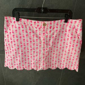 Lilly Pulitzer COLETTE Scalloped Skort Pink Topaz 14 FINEAPPLE PINEAPPLE